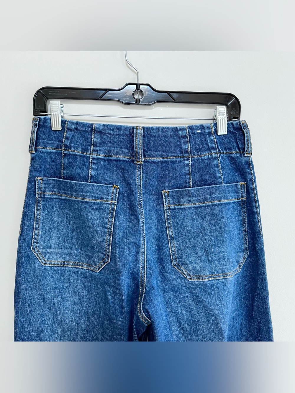 Maeve Anthropologie Colette High-Rise Wide-Leg Cropped Blue Jeans Pockets, sz 27 - Picture 7 of 13